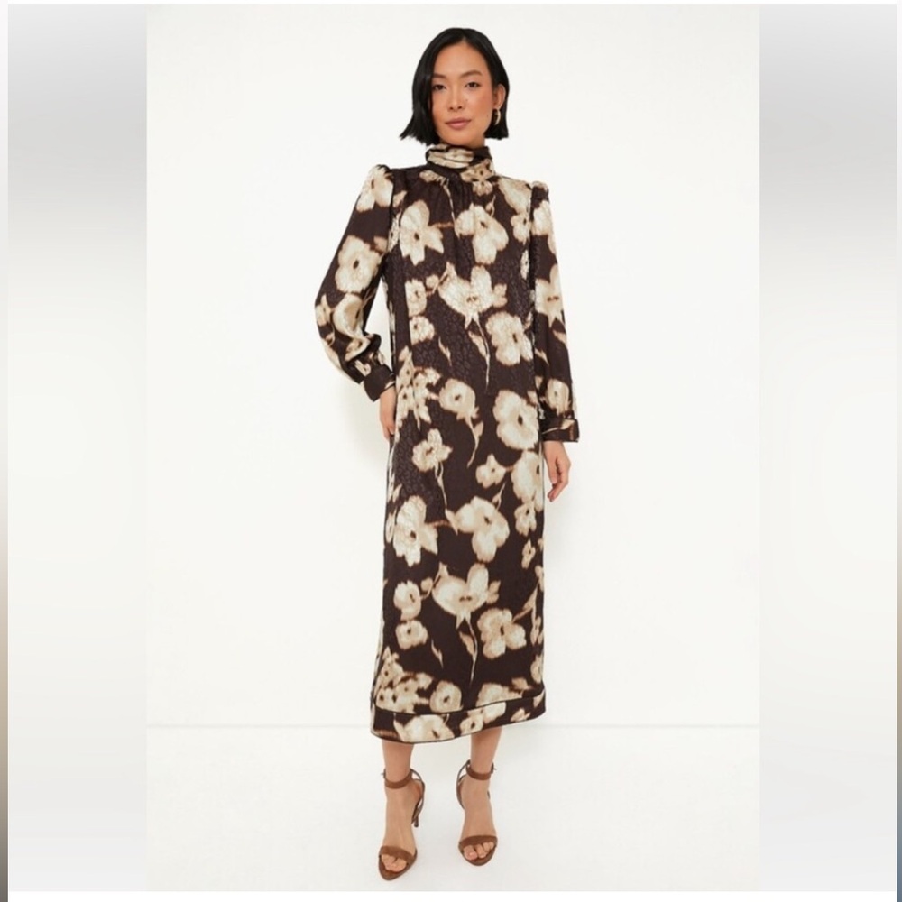 NWOT Tuckernuck Brown Floral Long Sleeve Dress